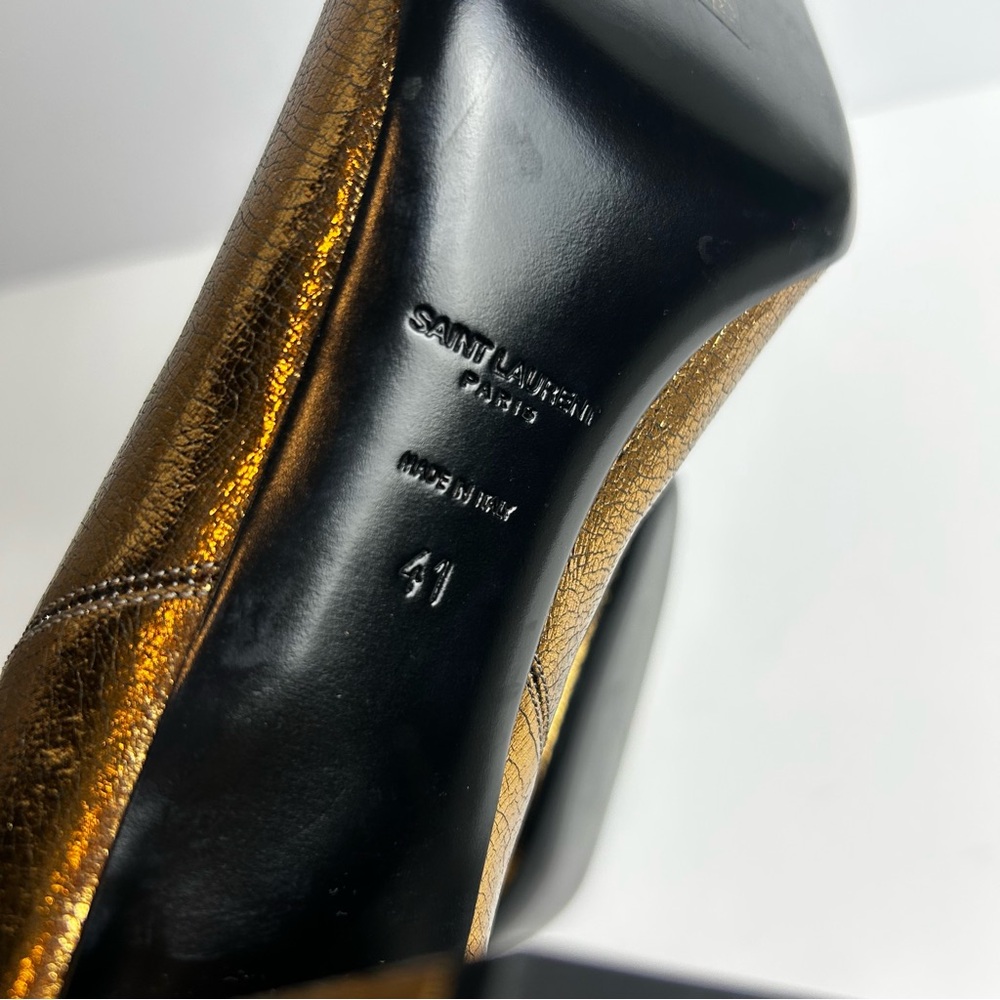 Saint Laurent Paris YSL Gold metallic leather Chelsea ankle boots size: 11 - Picture 11 of 11